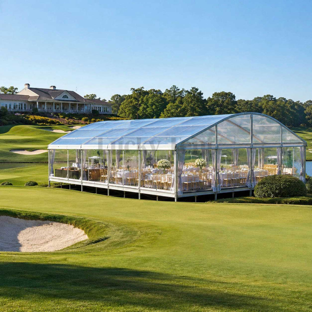 10m Clear Span Party Marquee Event Tent for Hundreds Seaters Transparent Curved Tent CT001