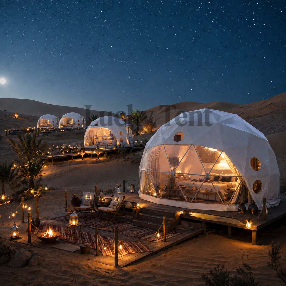 Outdoor Uv-Resistant Garden Greenhouse Luxury Glamping Winter Igloo Dome House Tent with Insulation DT005