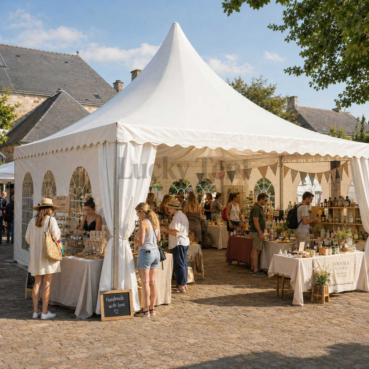outdoor durable large exhibition booth 10x10m pagoda tent with lining decoration PT008