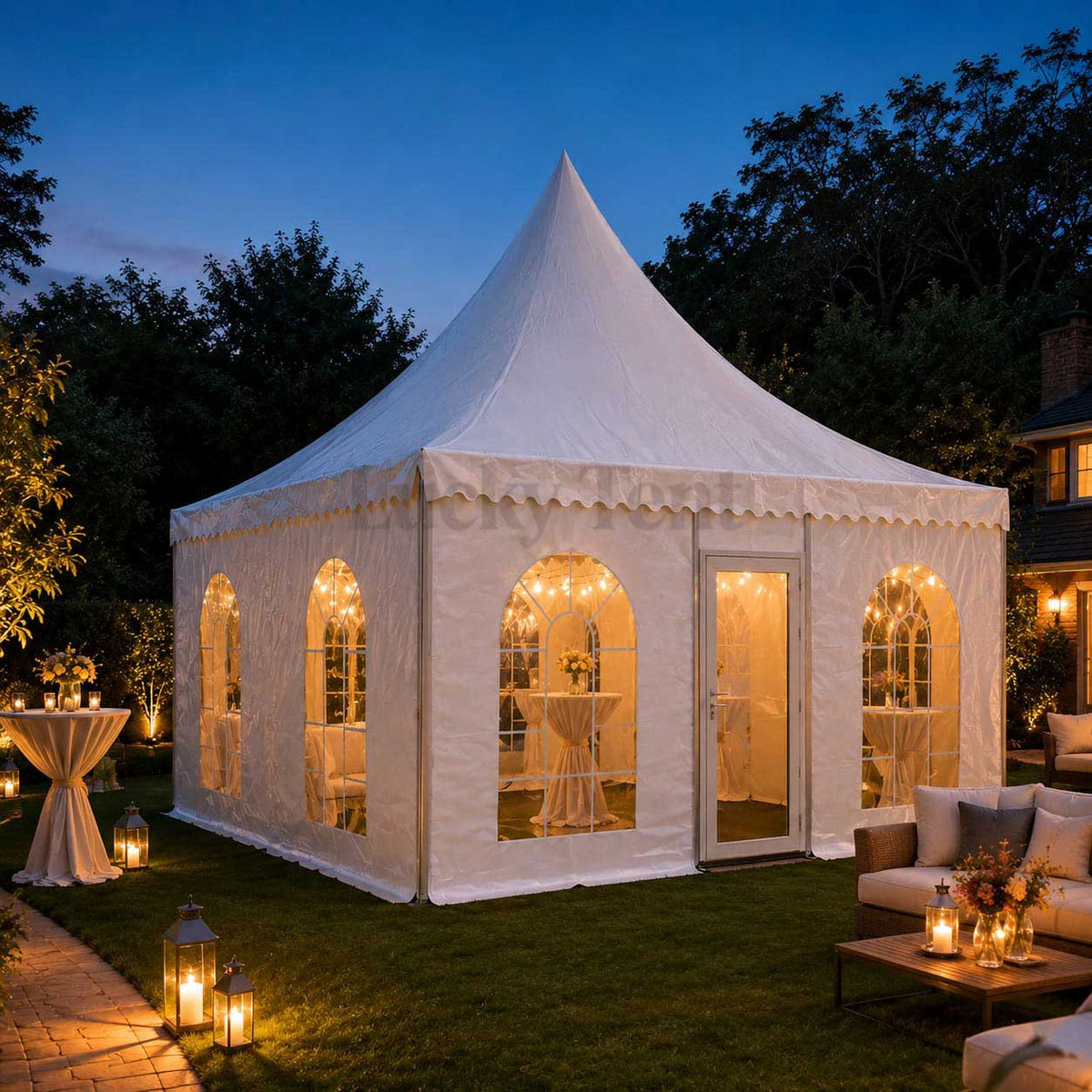 White PVC Canopy Event Outoor Pagoda Tent With Glass Door PT009