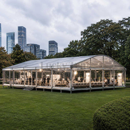 10m Clear Span Party Marquee Event Tent for Hundreds Seaters Transparent Curved Tent CT001