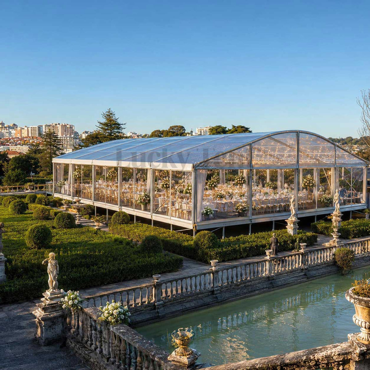 10m Clear Span Party Marquee Event Tent for Hundreds Seaters Transparent Curved Tent CT001