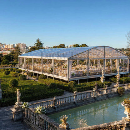 10m Clear Span Party Marquee Event Tent for Hundreds Seaters Transparent Curved Tent CT001