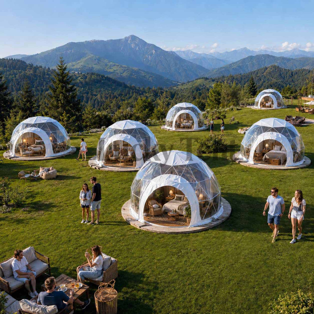 four season outdoor camping event room 4m dome tent with zipper door DT001