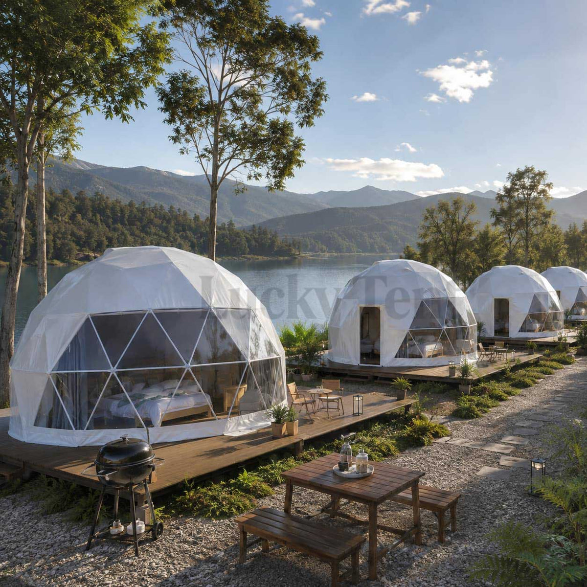 hot sale prefabricated house hotel room 6m dome tent for accommodation DT002