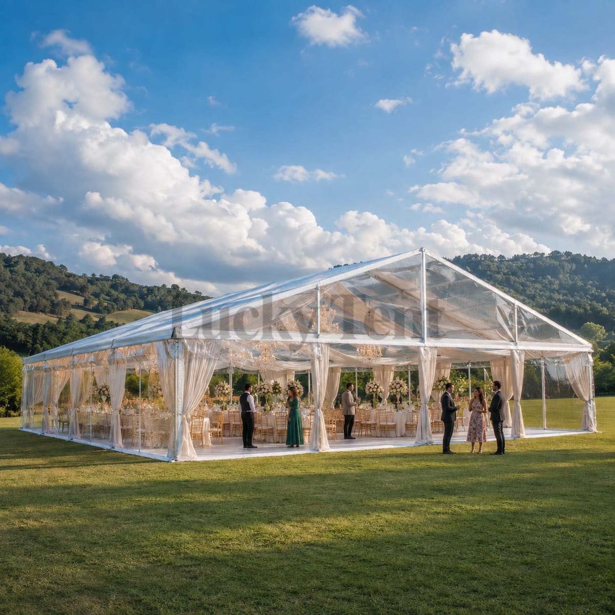 Temporary Canopy 300 Guest Elegant Outdoor Transparent Clear Wedding Marquee Tent for Sale WPT002