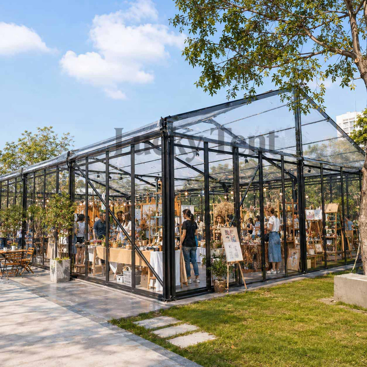 Luxury Fashion Customized Party Marquee Event Black Aluminum Frame 300 PeopleWedding Tent for Sale WPT003