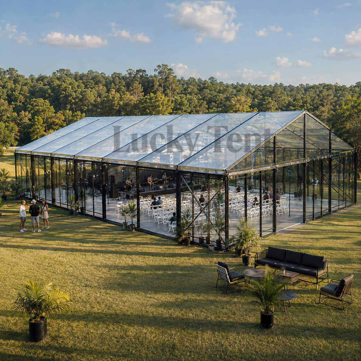 Luxury Fashion Customized Party Marquee Event Black Aluminum Frame 300 PeopleWedding Tent for Sale WPT003