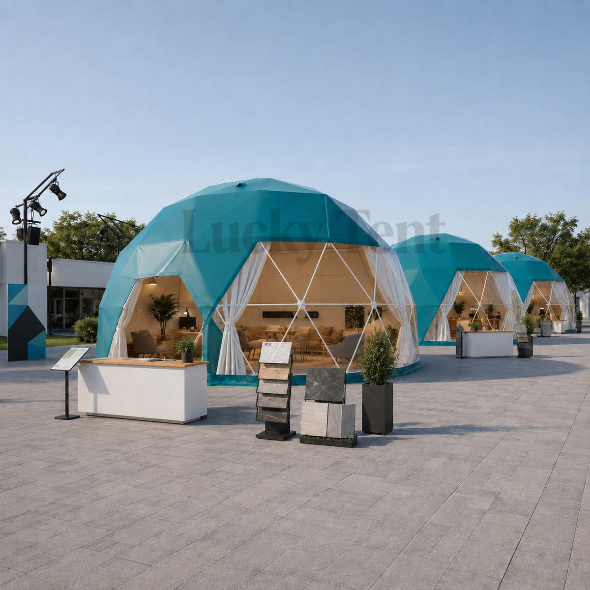 Forest Customized Diameters Outdoor Dark Green PVC Glamping Geodesic Dome Tent For Hotel Use DT004