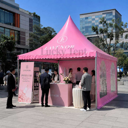 Hot sale factory price south africa pink 5x5m pagoda with church windows PT004