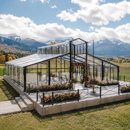 Luxury Transparent Clear PVC Black Aluminum Frame  Structure Orangery Wedding Party Event Atrium Tent AT005