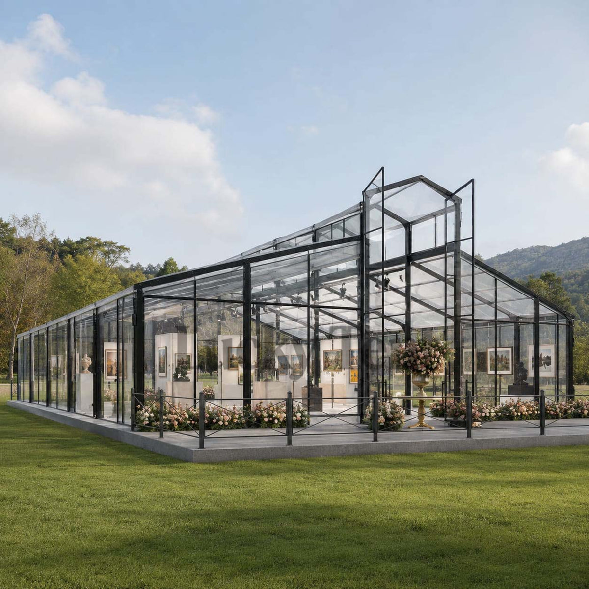 Luxury Transparent Clear PVC Black Aluminum Frame  Structure Orangery Wedding Party Event Atrium Tent AT005