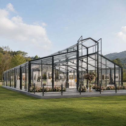 Luxury Transparent Clear PVC Black Aluminum Frame  Structure Orangery Wedding Party Event Atrium Tent AT005