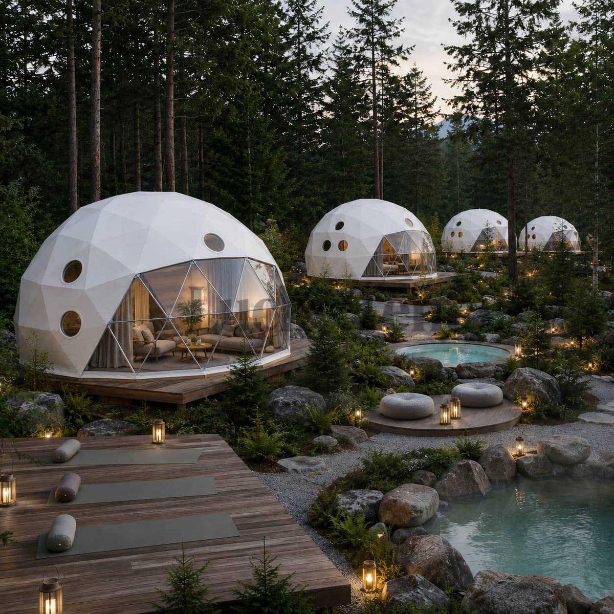 Outdoor Uv-Resistant Garden Greenhouse Luxury Glamping Winter Igloo Dome House Tent with Insulation  DT005
