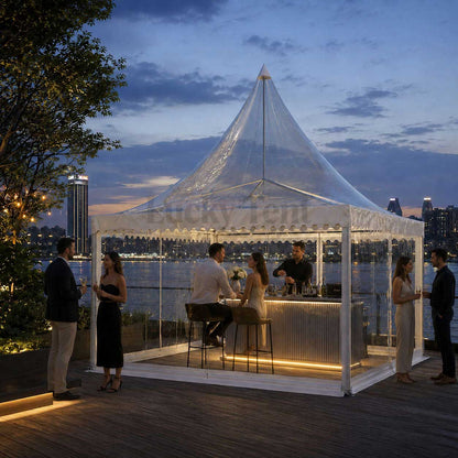 Malaysia custom canopy fireproof  Transparent pvc wedding pagoda tents PT005