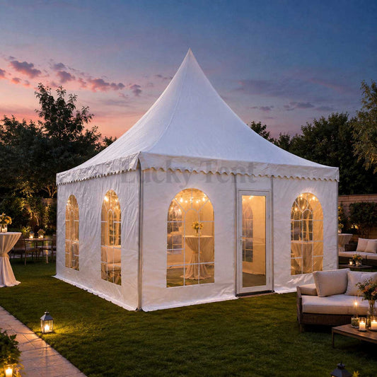 White PVC Canopy Event Outoor Pagoda Tent With Glass Door PT009