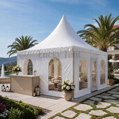 White PVC Canopy Event Outoor Pagoda Tent With Glass Door PT009