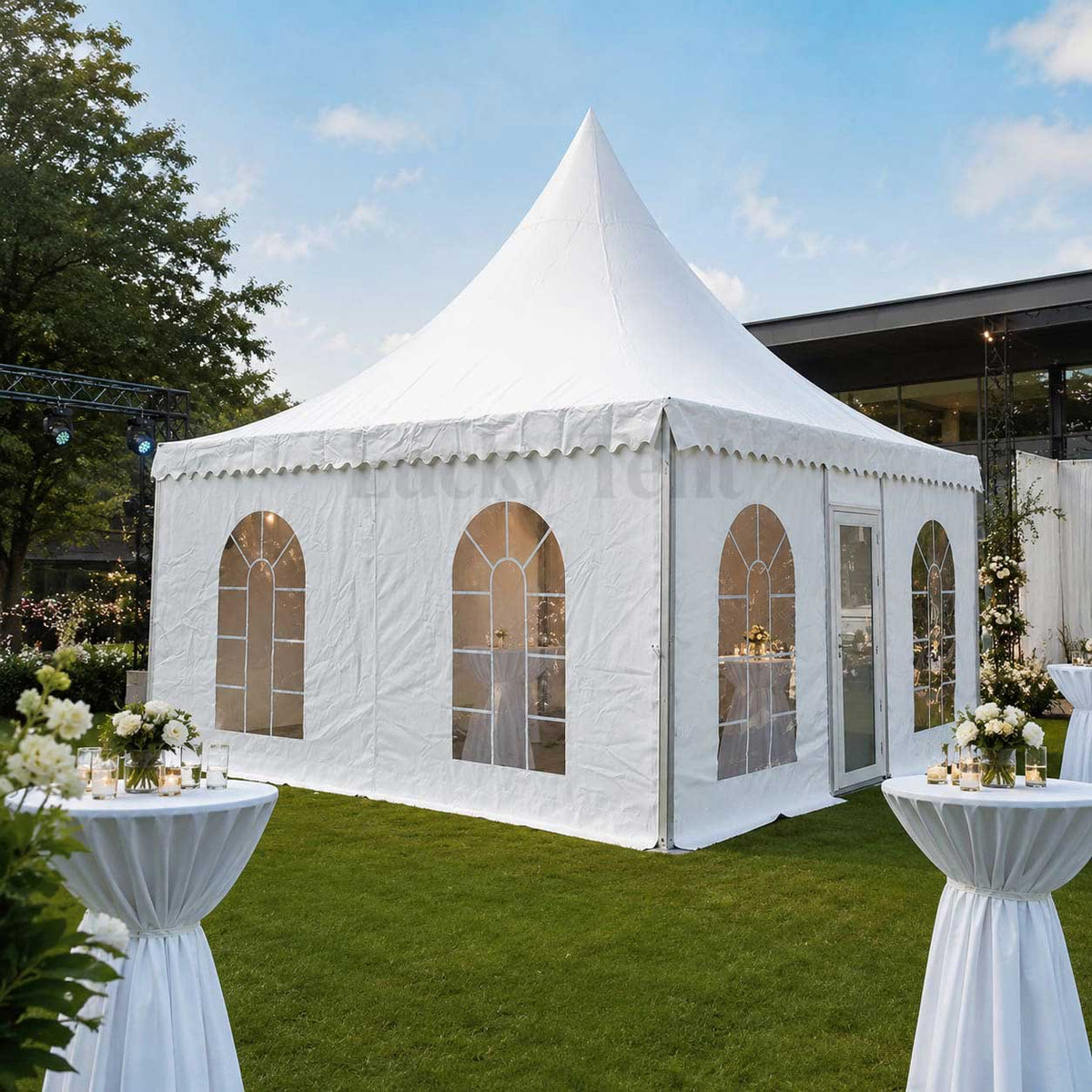 White PVC Canopy Event Outoor Pagoda Tent With Glass Door PT009