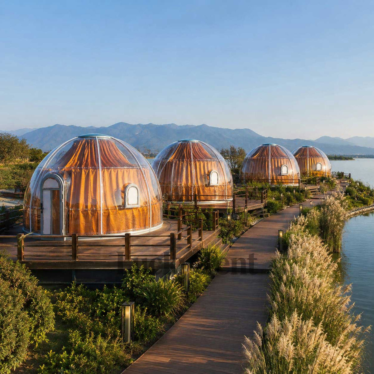 Full Transparent House Factory Price Glamping Outdoor Coffee Shop Assembled PC Dome Tent Igloo PC001