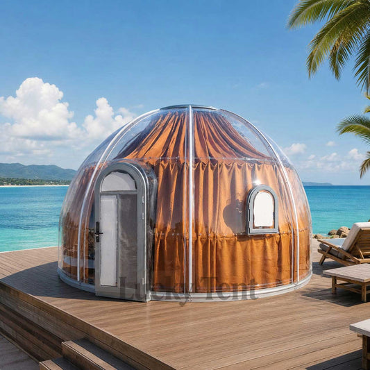 Full Transparent House Factory Price Glamping Outdoor Coffee Shop Assembled PC Dome Tent Igloo PC001
