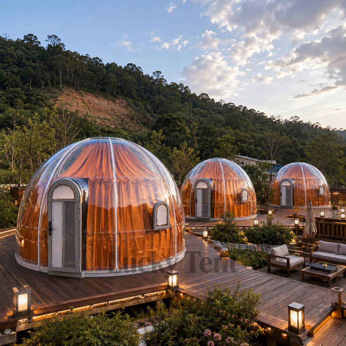 Full Transparent House Factory Price Glamping Outdoor Coffee Shop Assembled PC Dome Tent Igloo PC001