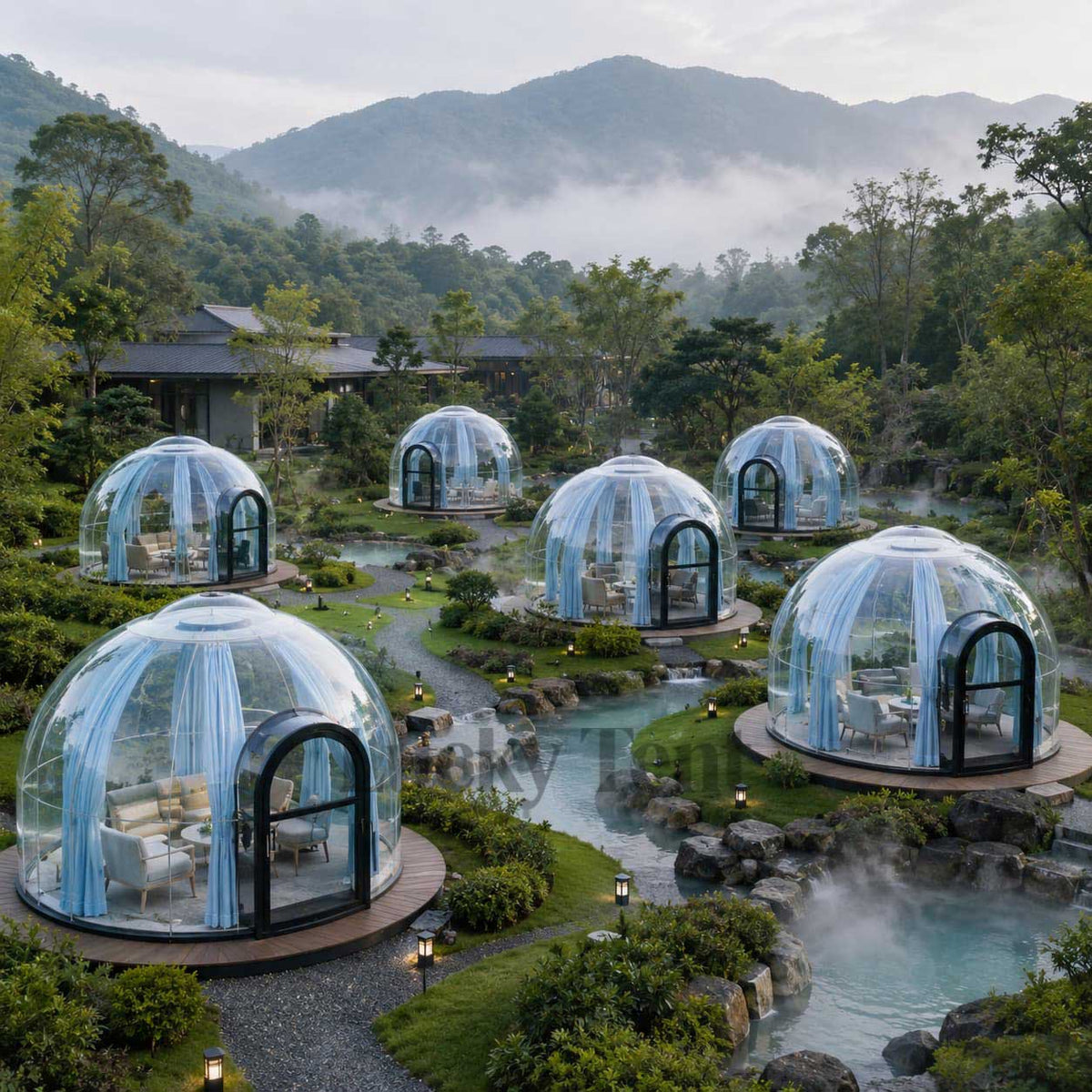 Outdoor Transparent PC Dome Tent Starry Sky House Luxury Bubble House for Glamping Homestay Hotel Catering PC004